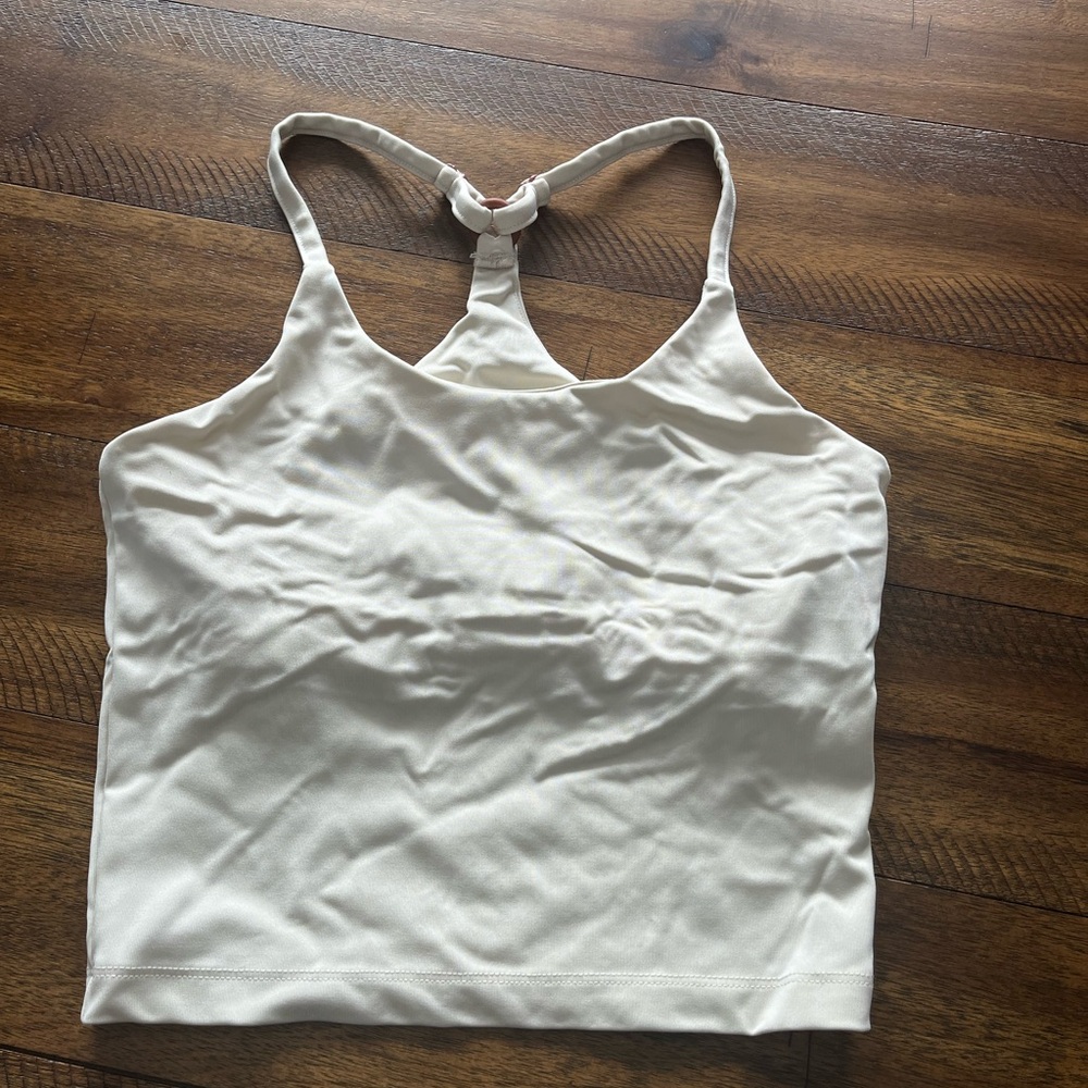 4505 built in bra cream cropped workout tank